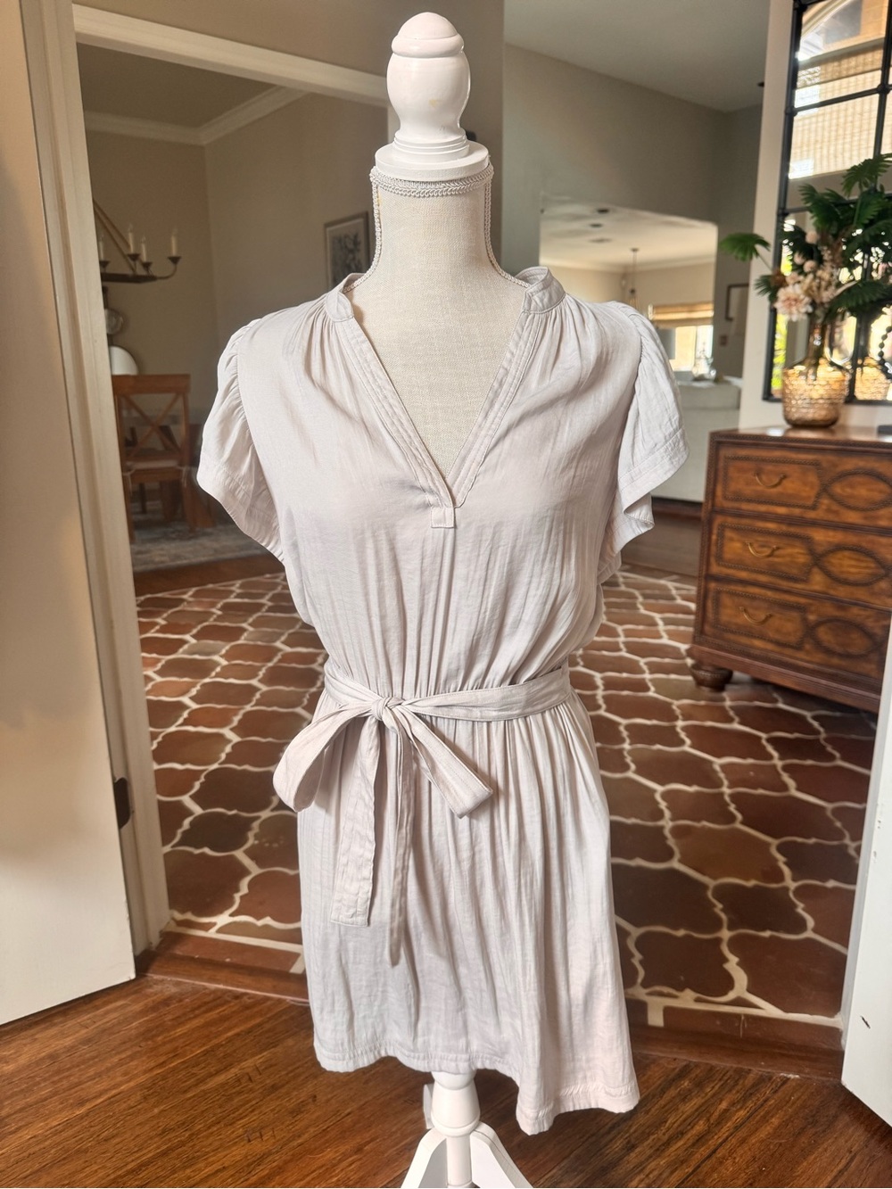 Banana Republic Light Cream Tie-Waist Dress